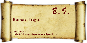 Boros Inge névjegykártya